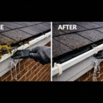 before & after gutter clearing